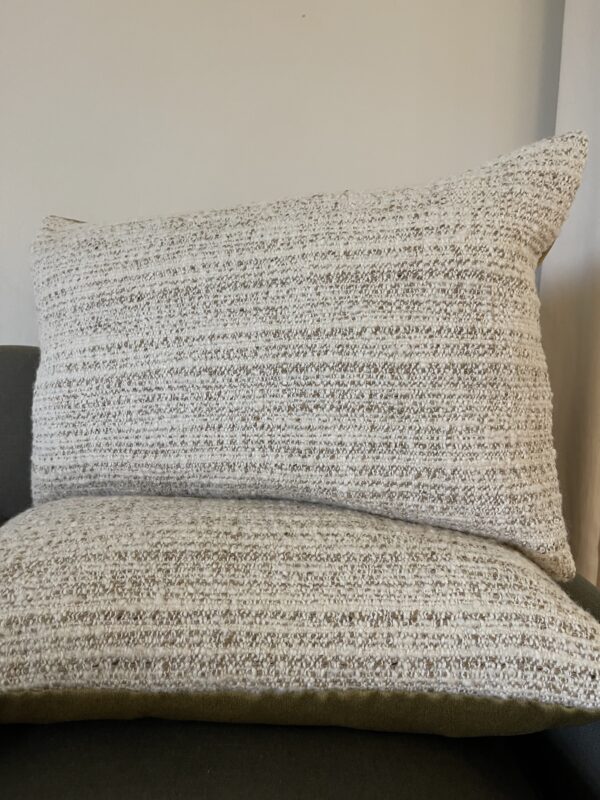 Cream and Green Wool Cushion